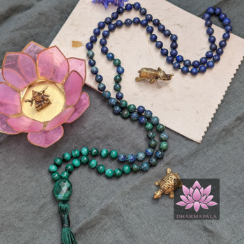 ~ Seelendeuter-Mala ~ Malachit, Lapislazuli & Chrysokoll